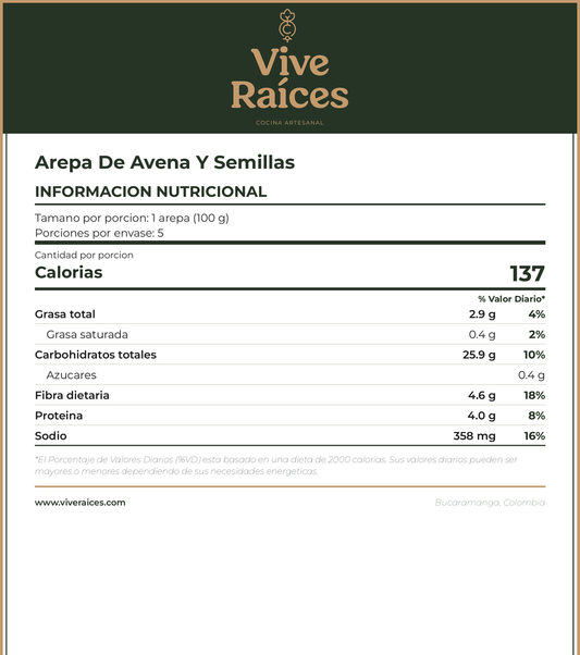Arepa de avena y semillas