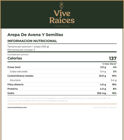 Arepa de avena y semillas