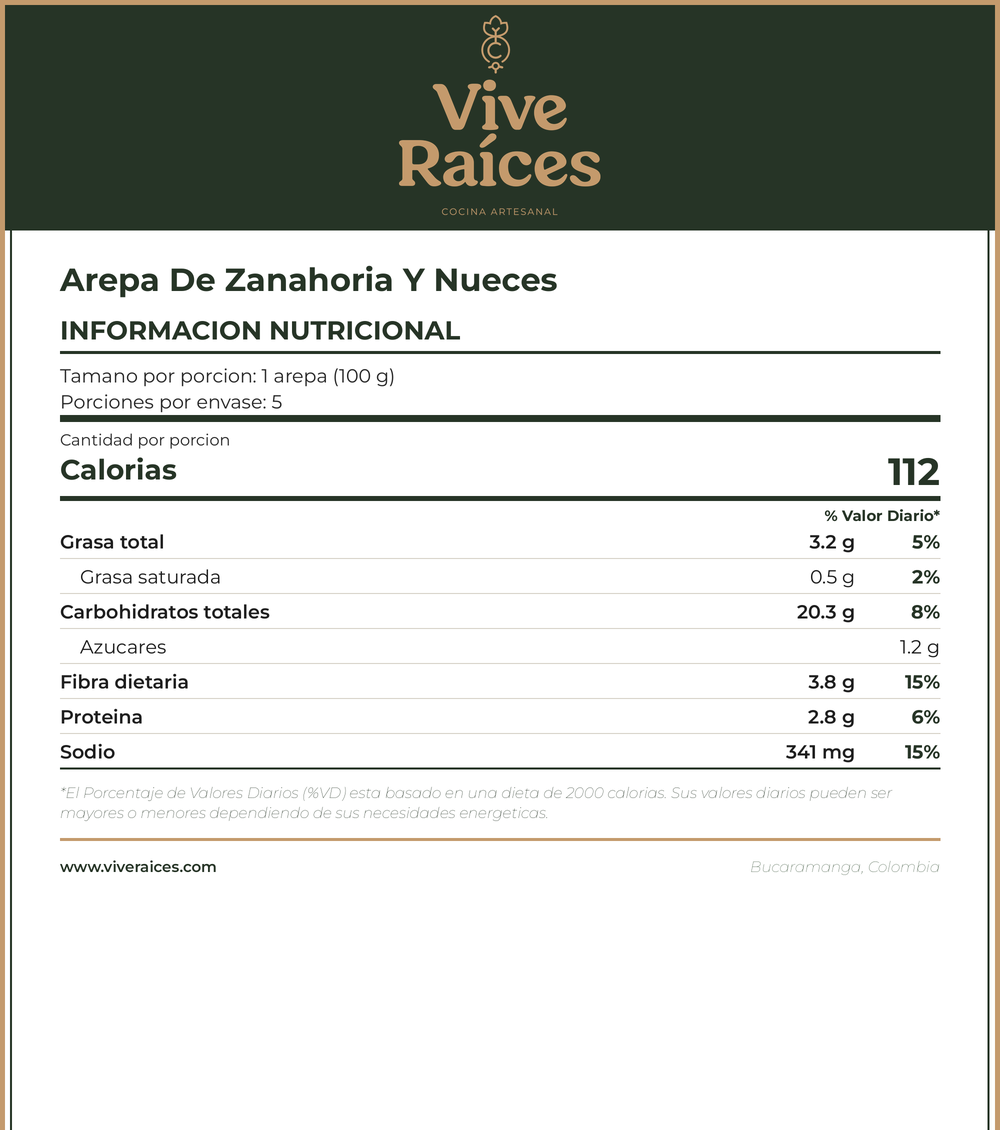 Arepa de zanahoria y nueces