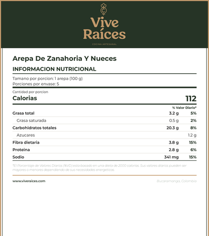 Arepa de zanahoria y nueces